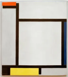 Composition with Red, Blue, Black, Yellow and Grey